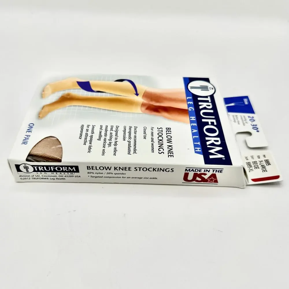 Truform Compression Stockings XL Beige 20–30‎ mmHg Closed Toe Below Knee USA